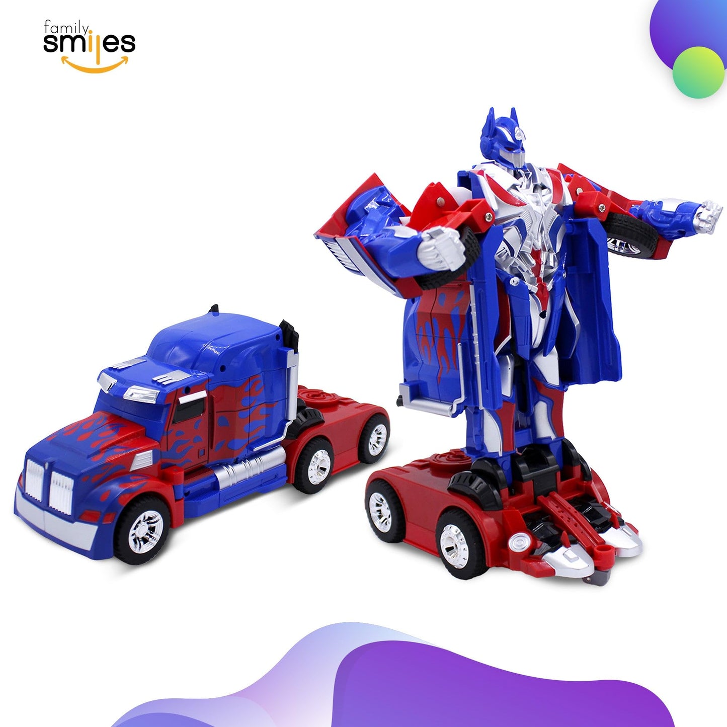 Family Smiles Kids Remote Control Car Toy Truck Transforming Robot RC Vehicle Toys Boys Age 8-12
