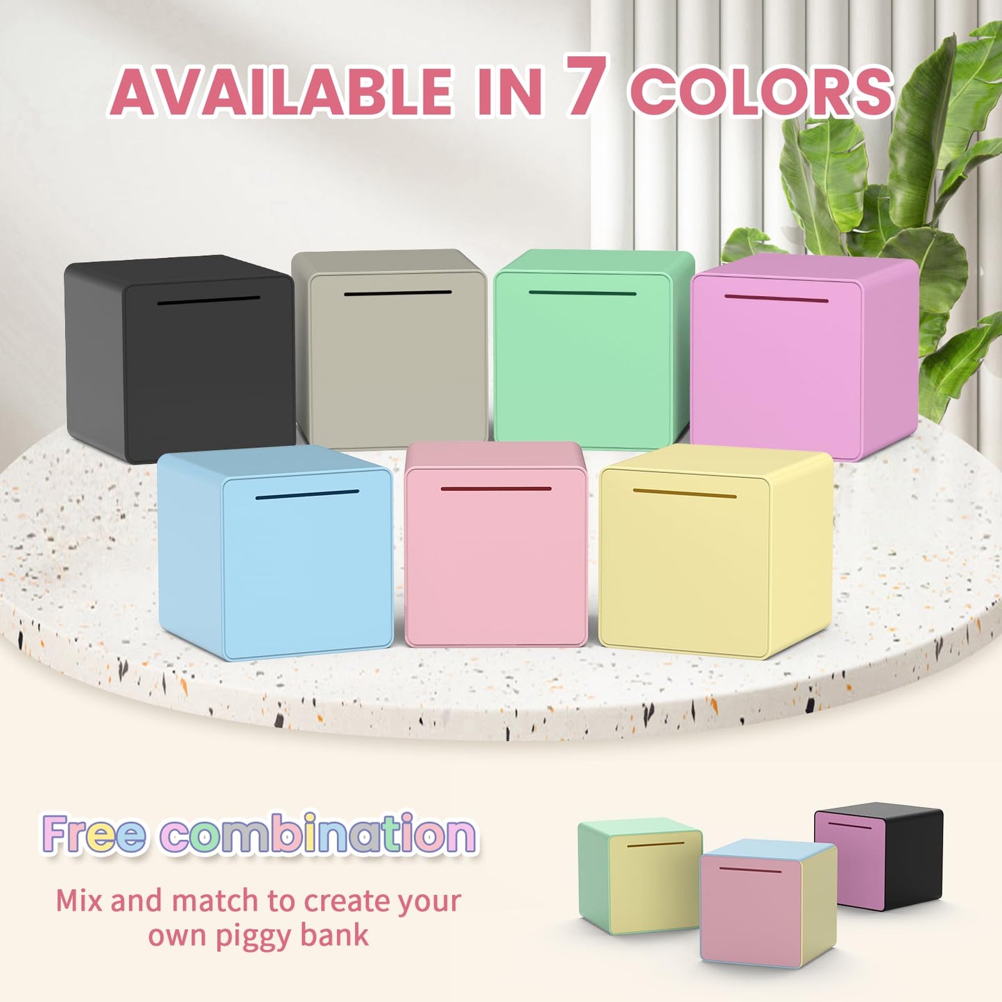 6 Piggy Bank for mature-themeds 2024NEW Must Break to Open mature-themed Piggy Bank for Cash Interactive DIY Assembled Unopenable Money Savings Box (Pink)