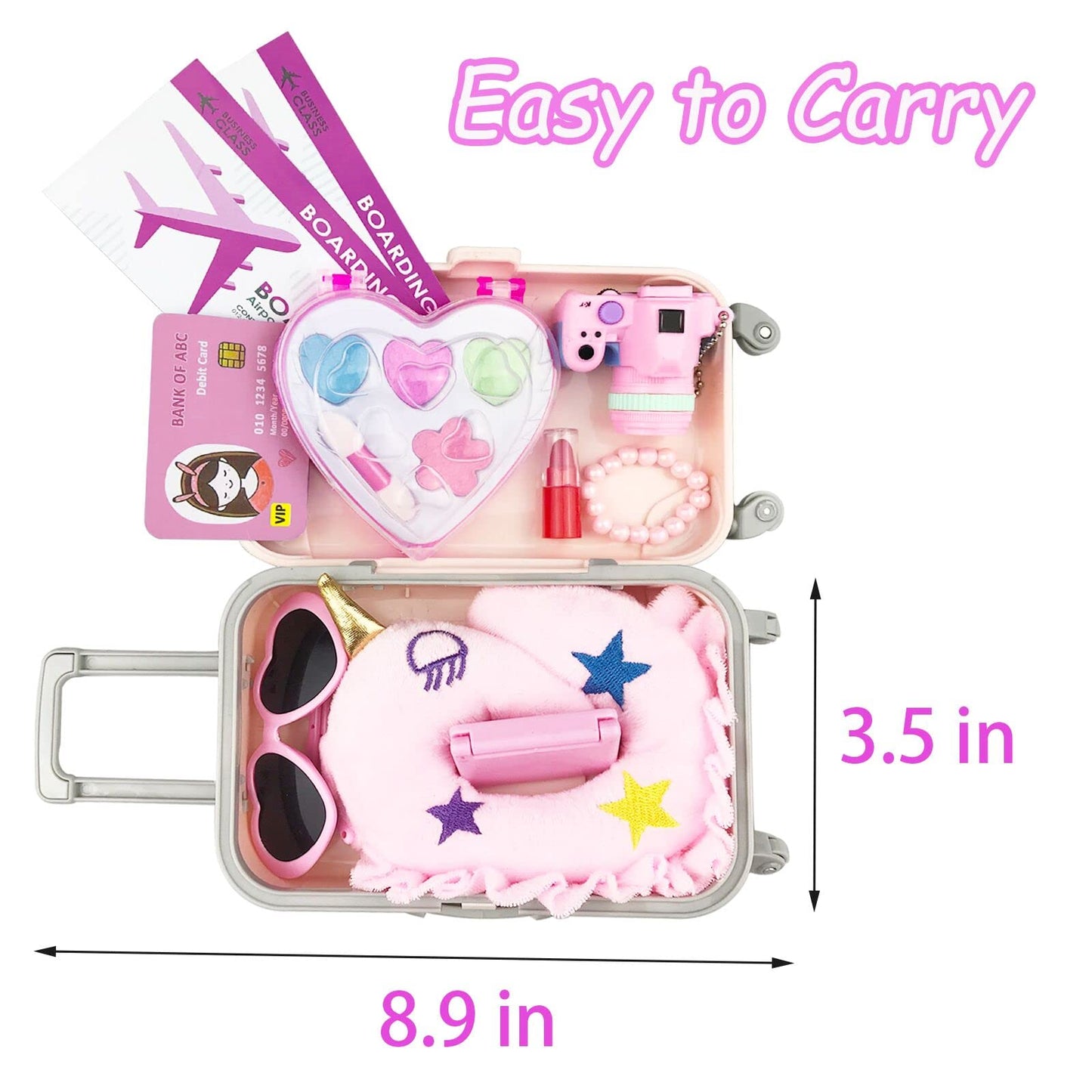 Bnuzeiyi 17Pcs 18 Inch Girl Doll Clothes And Accessories Doll Accessories Travel Play Set With Travel Pillow Camera For 18 Inch Dolls Gift For Girls
