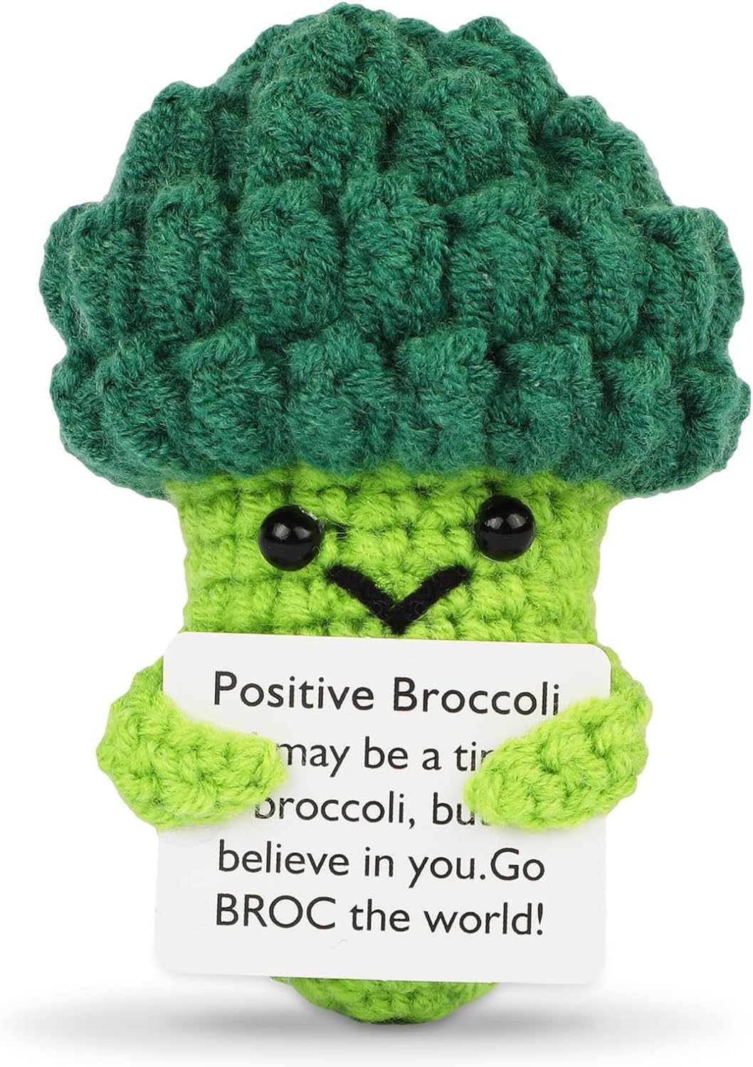 Dafuriet Mini Funny Positive Potato, 3 Inch Knitted Wool Doll With Positive Card For Cheer Up Gifts And Party Decorations, Cute Wool Positive Potato Crochet Doll For Birthday Gifts (Broccoli)