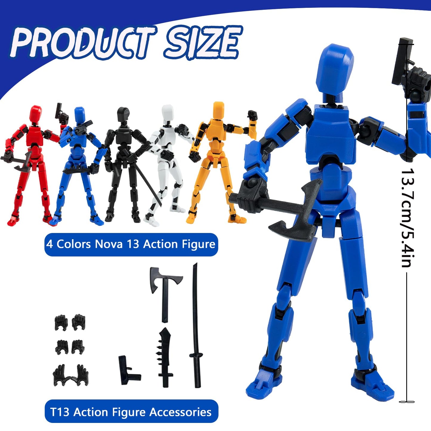 Gmajdar 4Pcs Assembled Titan T13 Action Figures Set - Robot Action Figure Fidget Toys For Boys Lucky Dummy Nova N13 Anime Figure