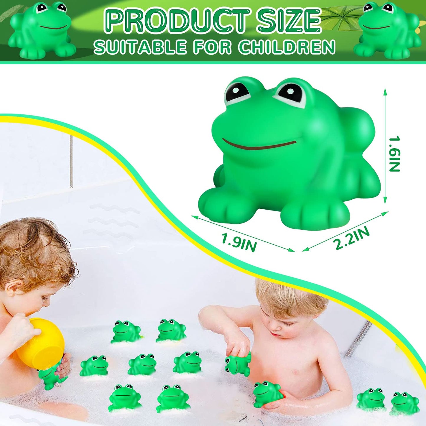 Mgztthw 18 Pcs Rubber Frogs For Kids, Cute Floating Squeaky Frog Bath Toy Mini Plastic Frogs For Cake Decoration Classroom Carni