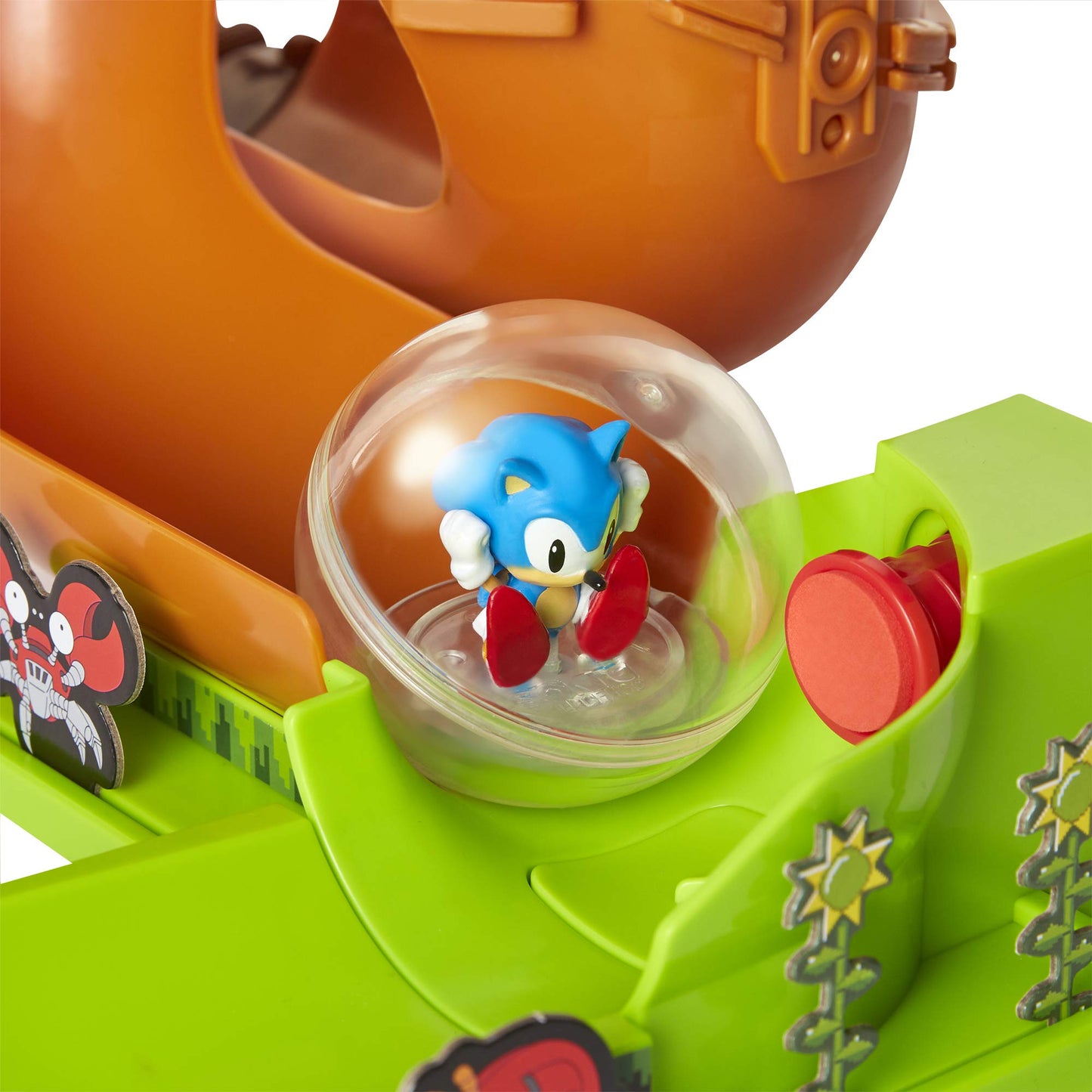 Sonic The Hedgehog Pinball Play Set, 9-Piece Green Hill Zone with Looping Action & Bumper, Multicolor, Plastic, for Ages 3+