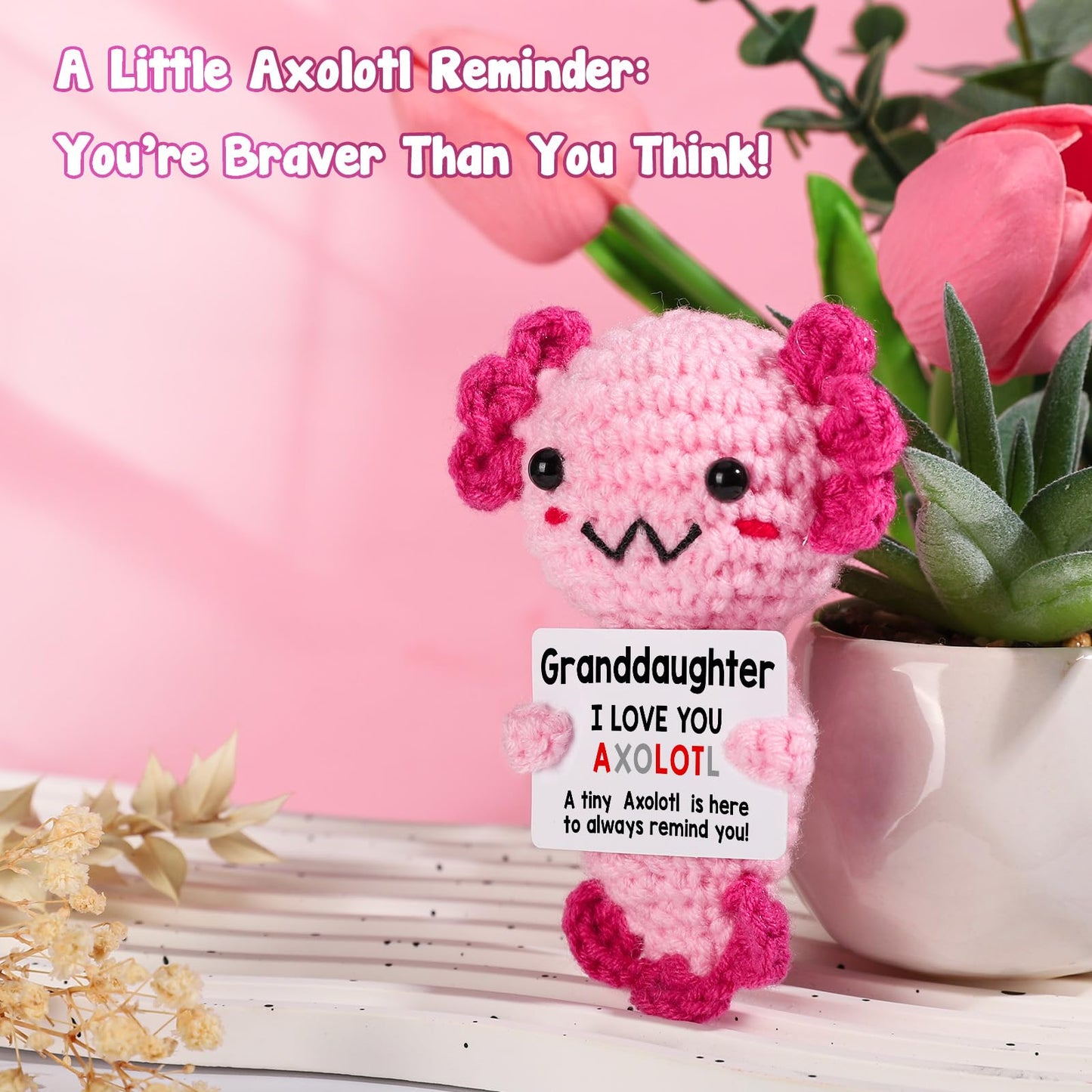 Granddaughter Gifts From Grandma, Grandpa Grandparents, Crochet Axolotl For Year Old Little Girl Kid, Best For Birthday, Christm