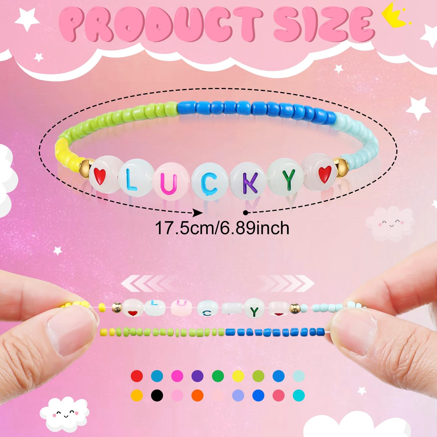 Ecation 96 Pcs Beaded Friendship Bracelets Bulk Colorful Glow in the Dark Bracelets Inspired Letter Bracelets Y2k Stretchy Prepp