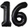 Black 16 Number Balloons Giant Jumbo Number 16 Foil Mylar Balloons For Girl Boy Men 16Th Birthday Party Supplies 16 Anniversary