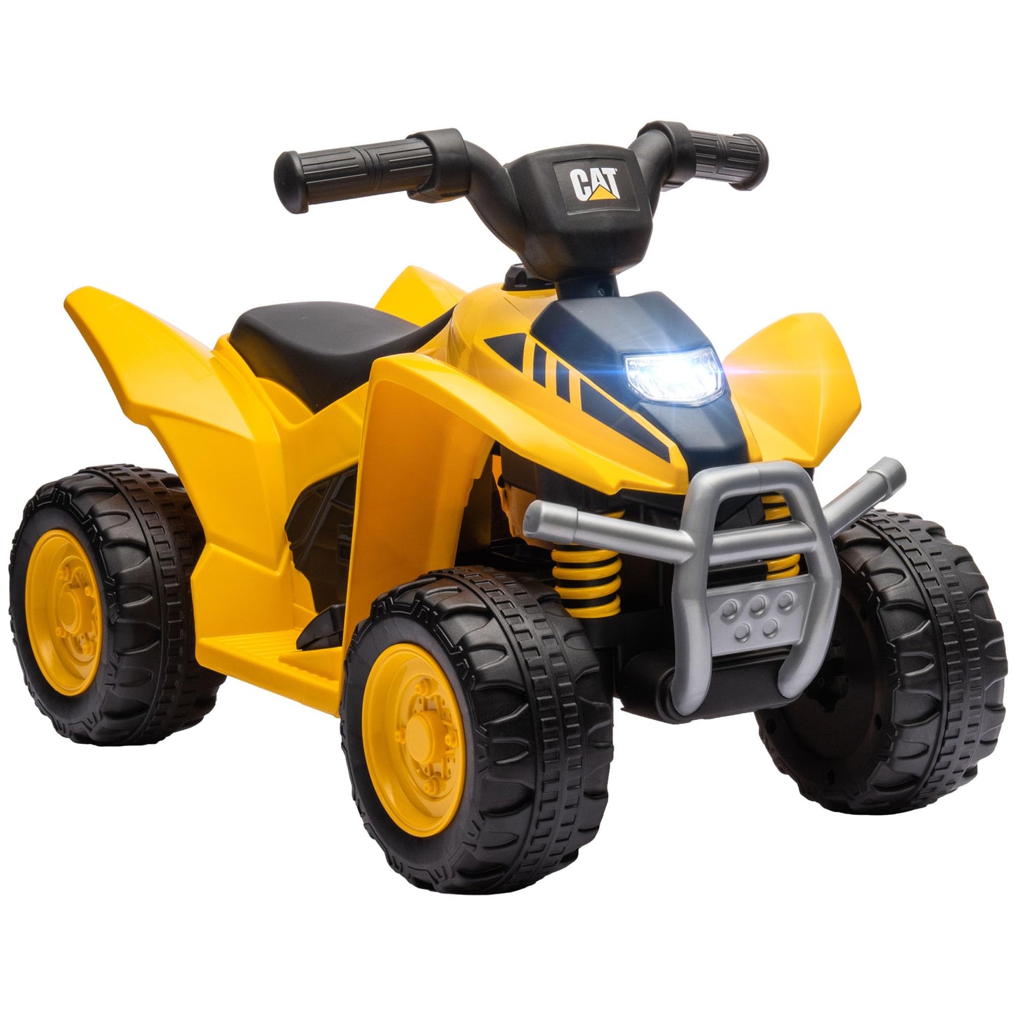 Qaba Cat Licensed Kids Atv, 6V Four-Wheeler For Kids, Electric Ride On Atv With Horn, Led Headlights, Single-Button Start For 18