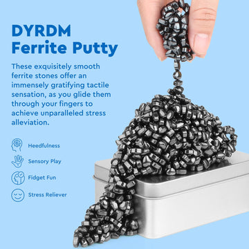 Dyrdm Ferrite Putty,Black Over 1000 Smooth Ferrite Stones, Stocking Stuffer & Fidget Gifts, Satisfying Irregular Ferrite Rocks,