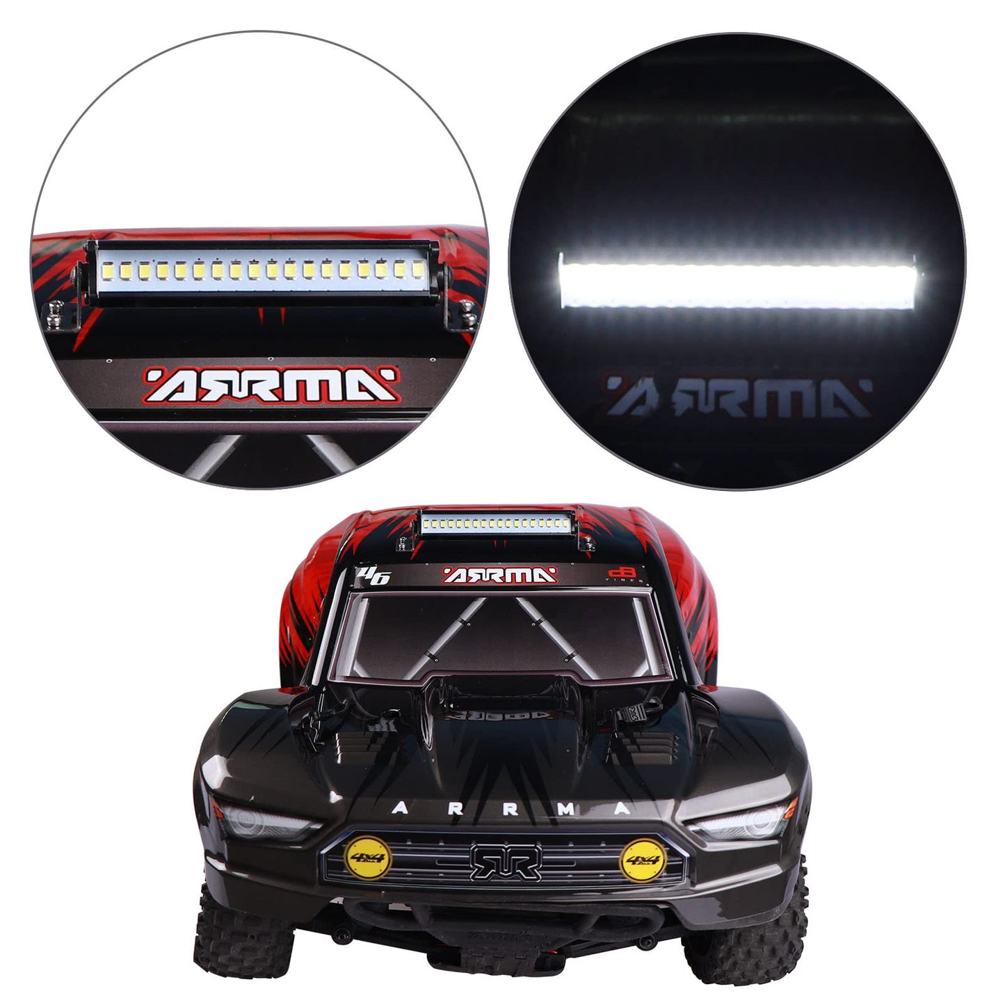 AIMROCK RC Car Light Bar Roof Lamp Kit w/20 LEDs for 1/10 Slash Stampede Rustler TRX-4 Senton Granite SCX10 RC4WD D90 (80mm)