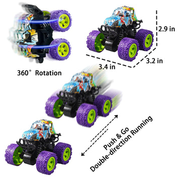 Monster Truck Toys- 6Pcs Mini Monster Jam Trucks Toy Cars Bulk Push and Go Friction Powered Vehicles for Kids Boys Girls Birthda