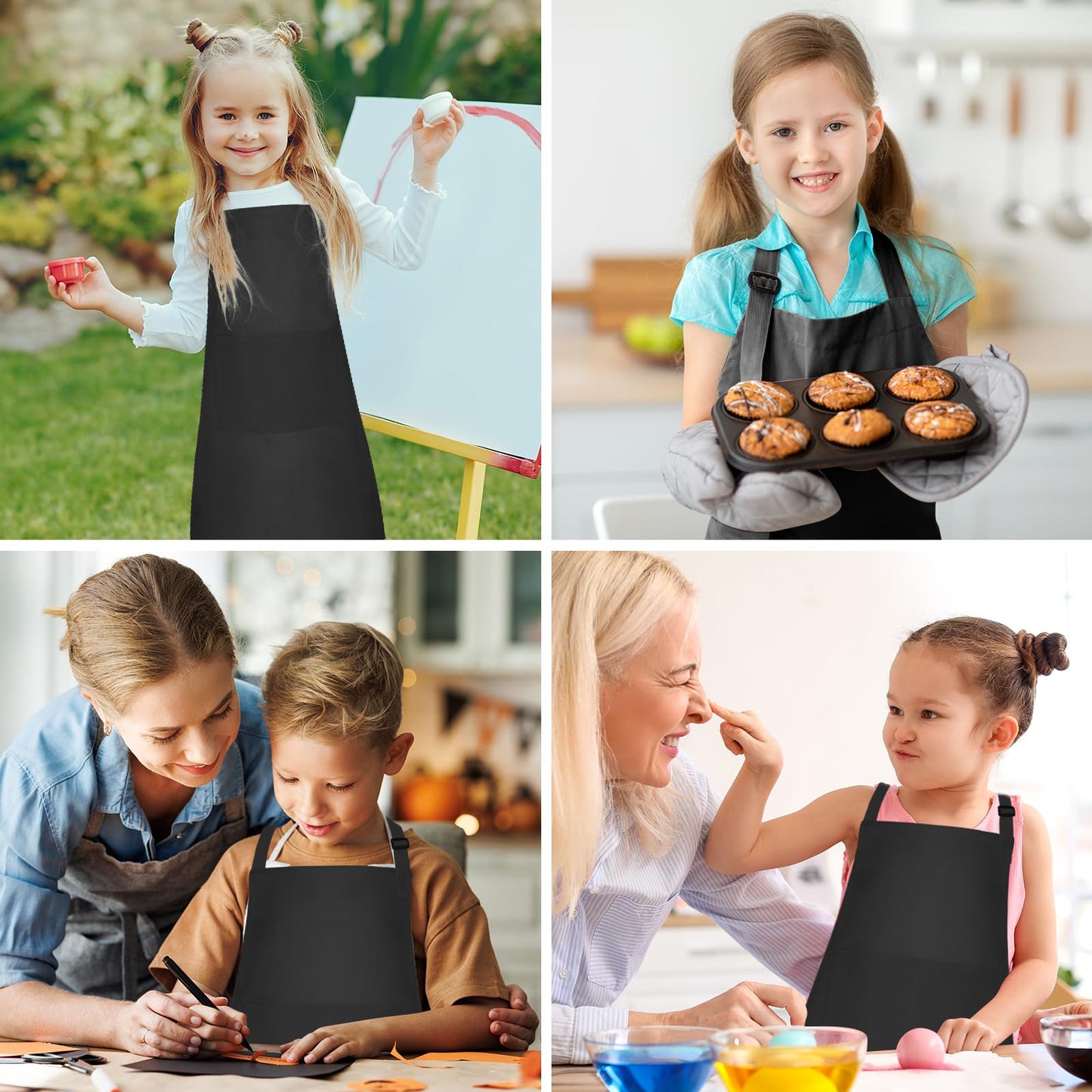 Bouiexye 15 Pack Kids Apron Adjustable Children Apron with 2 Pockets Children Chef Painting Aprons for Cooking Baking Painting C