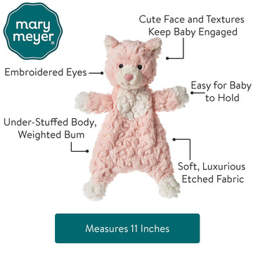 Mary Meyer 11-Inch Putty Nursery Lovey Soft Toy - Pink Kitty, Soft Plush Cuddle Buddy for Babies and Toddlers