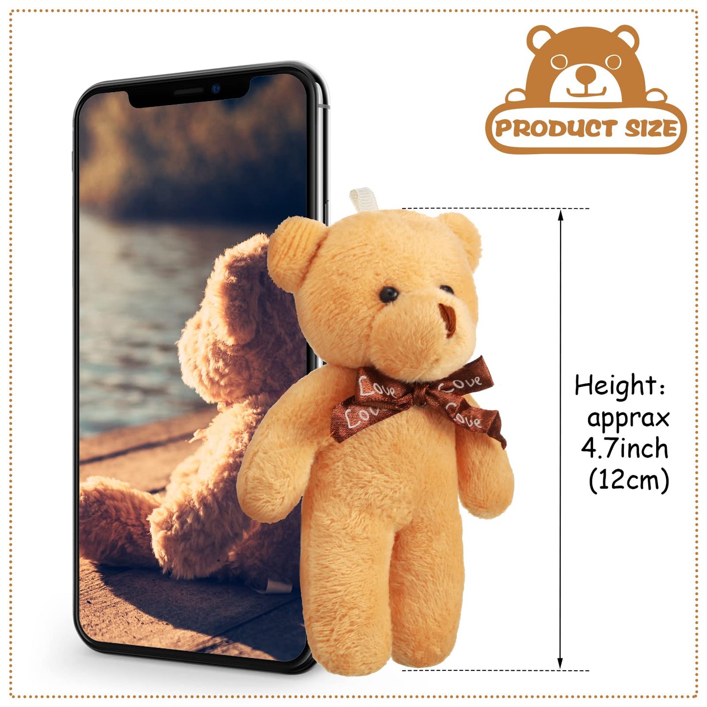 Skylety 40 Pcs Valentines Mini Bear Stuffed Tiny Bear Bear Doll For Keychain Soft Mini Bear Stuffed Animal Plush Bears Tiny Bear