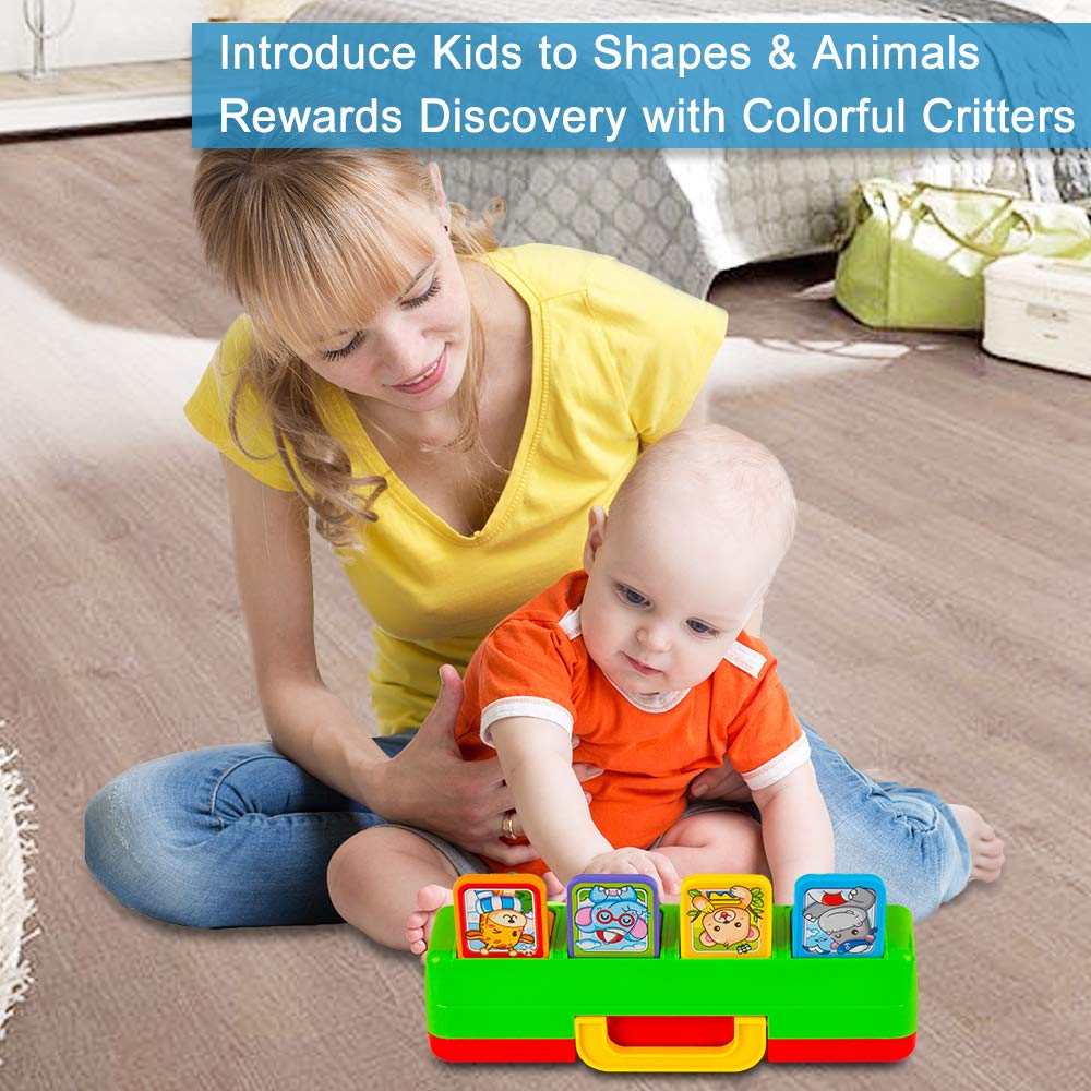 Yeebay Interactive Pop Up Animals Toy With Music, Animal Sound, Activity Toys For Ages 9-12 - 18 Months &1 Year Old Kids, Babies