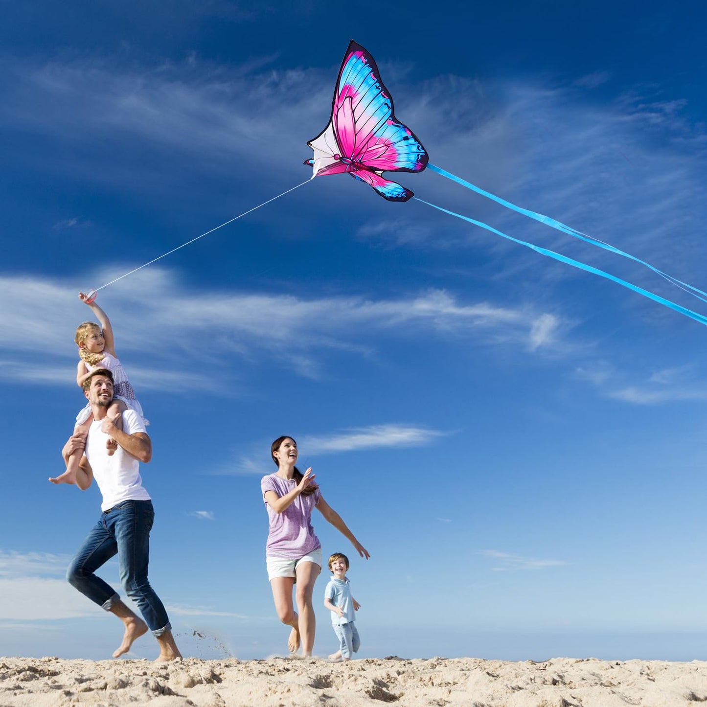 YFAFENGS Butterfly Kites for Kids & Adults, Easy to Fly Design with Long Tail for Stability, for Kids Ages 4-8 & Beginners, Beac