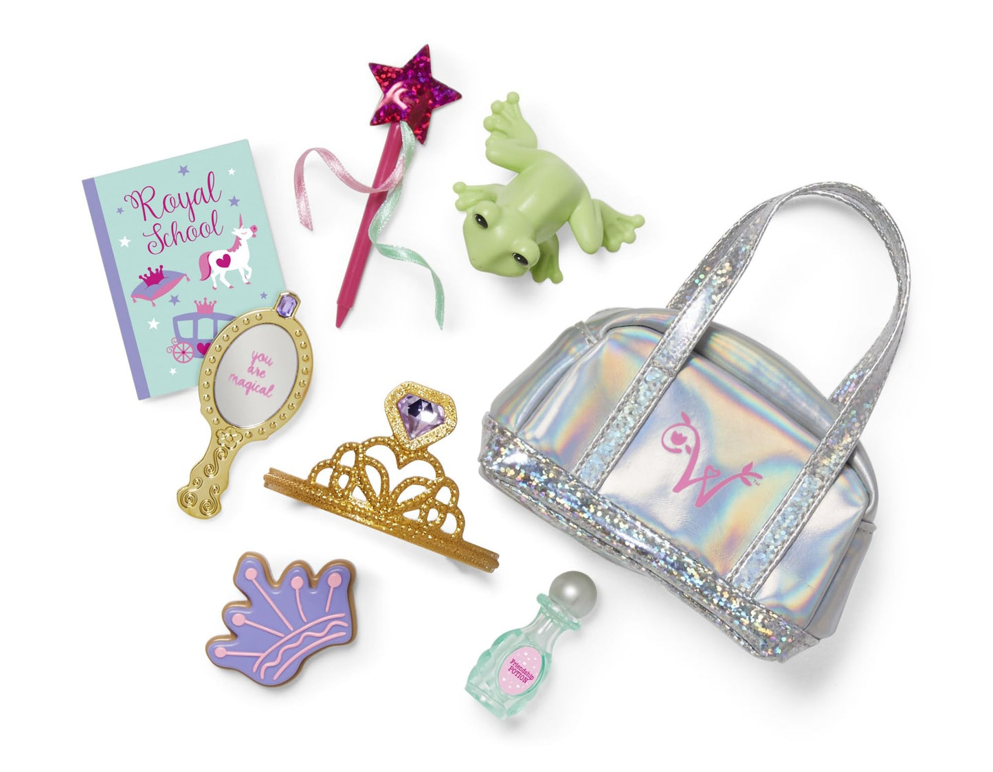 American Girl WellieWishers 14.5-inch Doll Ready to Be Royal Accessories with Bag, Hand Mirror, and Tiara, For Ages 4+