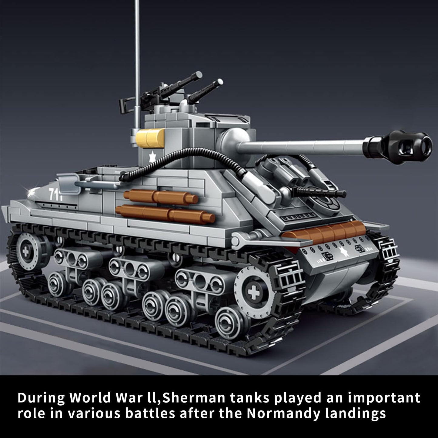 WW2 2 in 1 Army Tank Building Blocks Kit Create an American M4 Sherman & a German Tiger Tank Military Toy Sets Birthday for Age