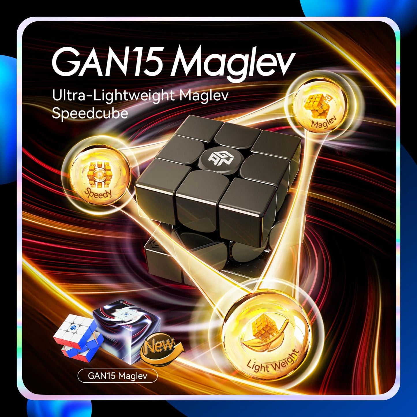 Gan 15 Maglev Speed Cube 3X3, Gan Magnetic Cube Perfectly Combines Weight, Magnet And Structure, 58.6G Ultra-Lightweight, Brain