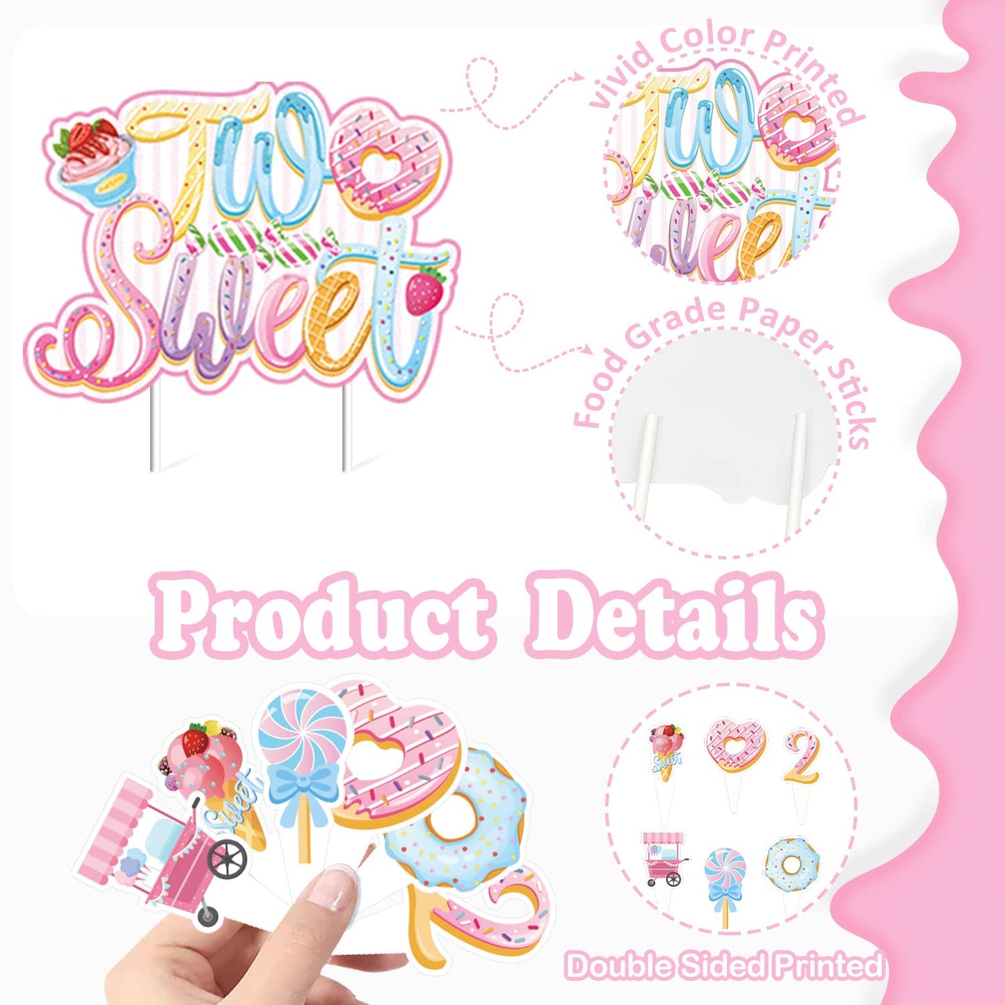Juyrle Two Sweet Birthday Party Decorations- 2Nd Sweet Party Banner Donut Theme Second Birthday Party Girls Macaron Balloon Garland Kit For Two Years Old Candy Theme Party Supplies
