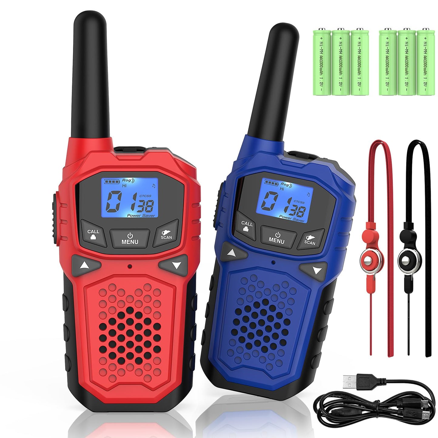 Walkie Talkies For Adults- Woktok Long Range Two Way Radio For Camping Hiking Hand Held Hiking Accessories Camping Gear Xmas Birthday Gift For Kids,Sos Siren,Noaa Weather Alert,2 Radios