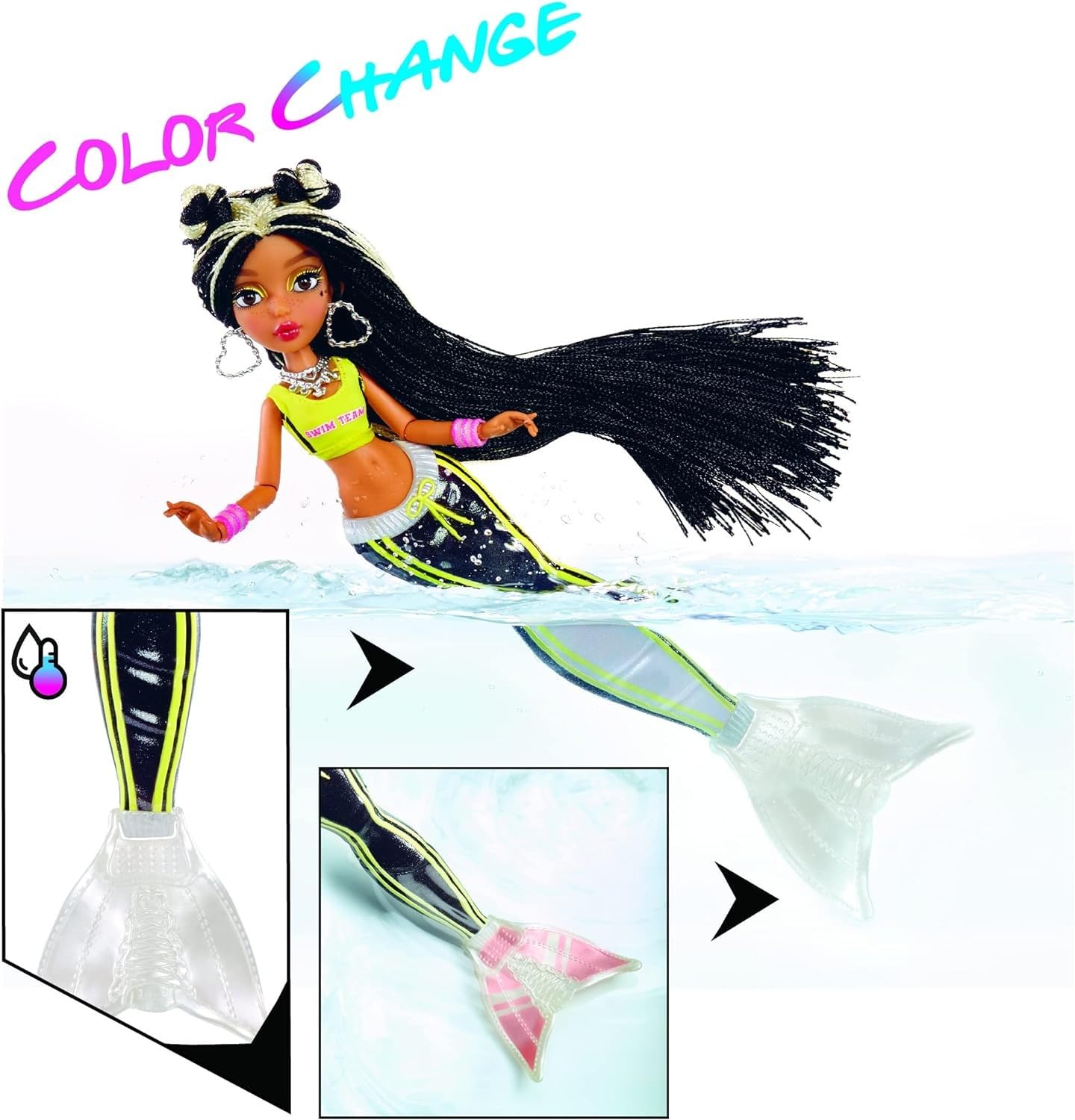 Mermaze Mermaidz Jordie Color Change Fashion Doll, Stylish Hair & Tail, Poseable, Ages 4-12, 580836 , 13.5 Inch