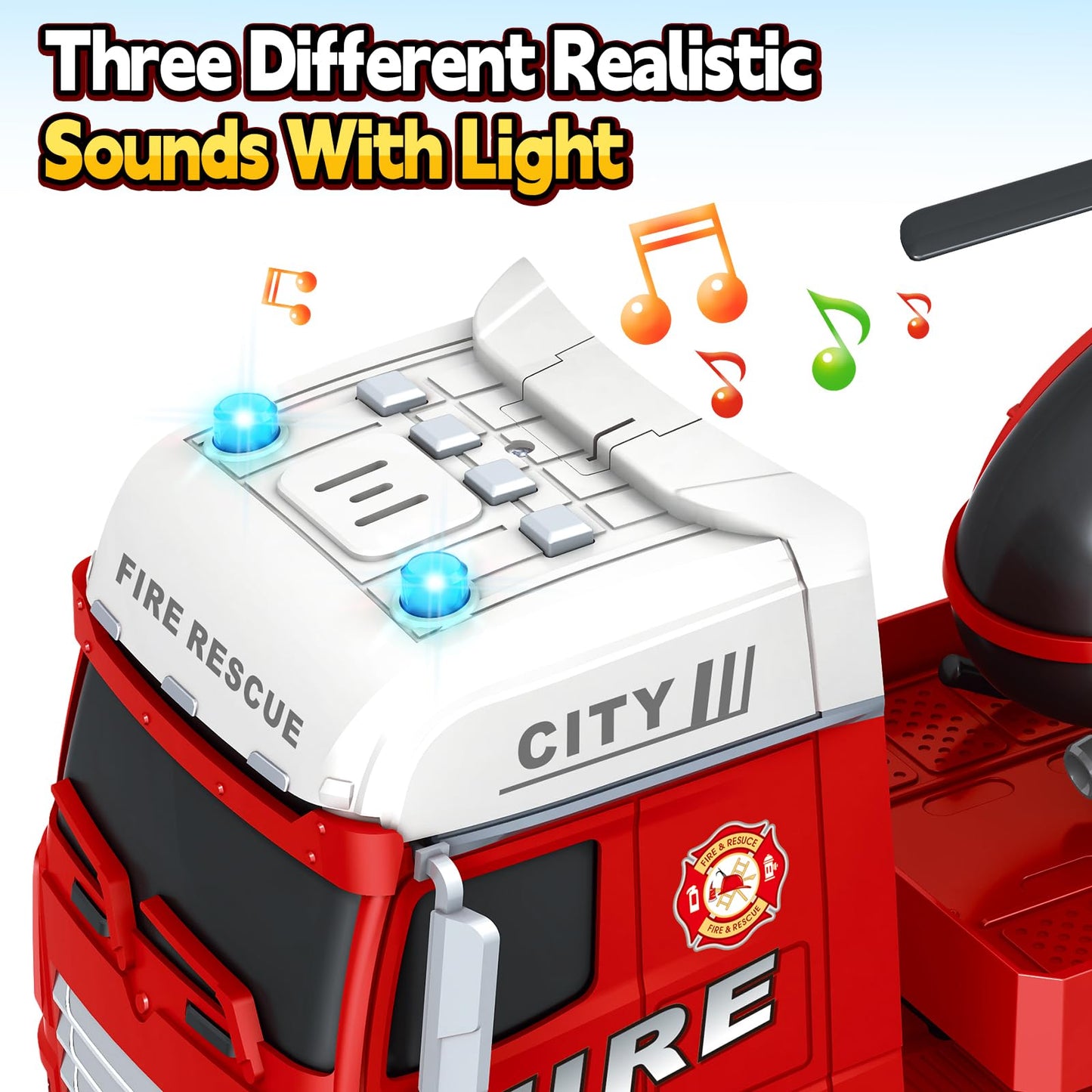Bstoyder Toddler Boy Toys for 3 4 5 6 7 Years Old Kids, 25'' Semi Fire Truck Toy with Racing Car and Helicopter, Friction Powere