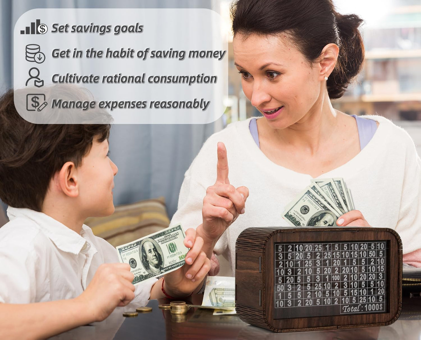 Giftota Wooden Piggy Bank For Boys Girls, Cash Coin Can For Kids, Coin Money Bank For Children, Saving Bank Box Toy Idea Gift Fo
