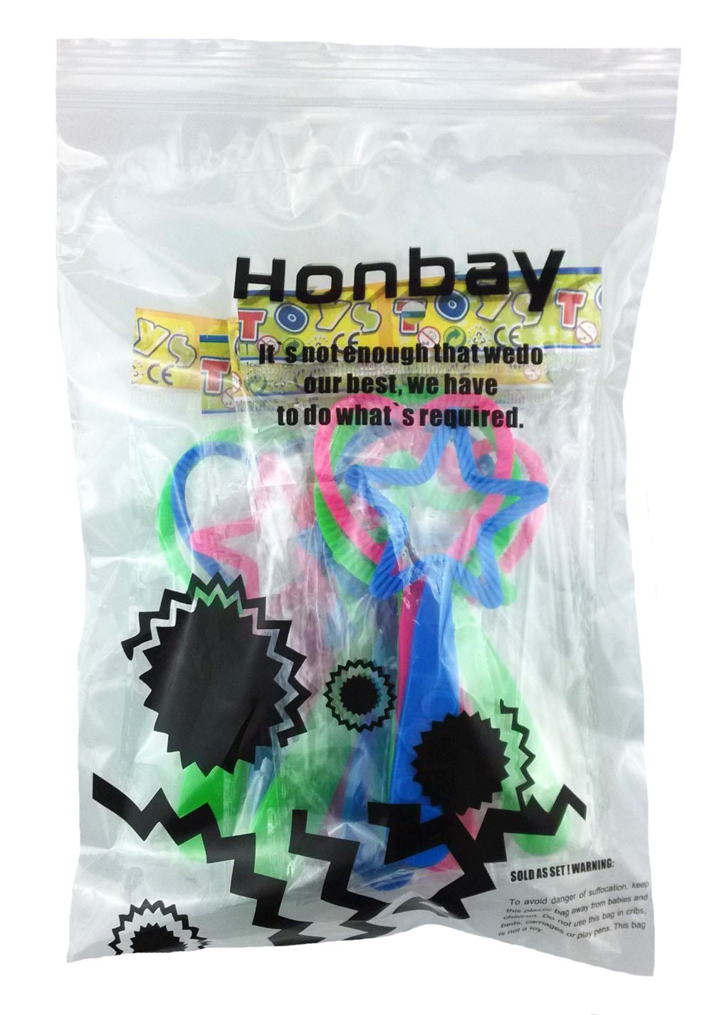 Honbay Bubble Wands - 12pcs Mix Color Circle Star Heart Shapes, Plastic Fun for Kids