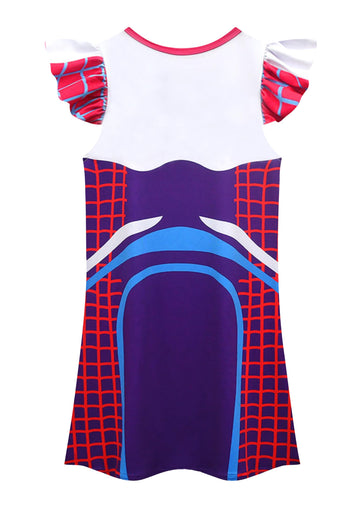 Lansidun Kids Girls Casual Dresses Fantasty Dress Ruffle Sleeve Playwear Graphic Outfits Clothes Daily Wear
