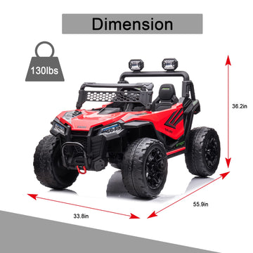 Postack 24V 2-Seater For Kids Ride On Truck, 4Wd Electric Vehicle Battery Powered Ride On Truck With Remote Control, Kids Utv Fo