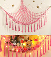 Stuffed Animal Storage Hammock Corner With Led Light - Toy Hanging Organizer Plushie Net - Pink Room Decor For Teen Girls - Cute