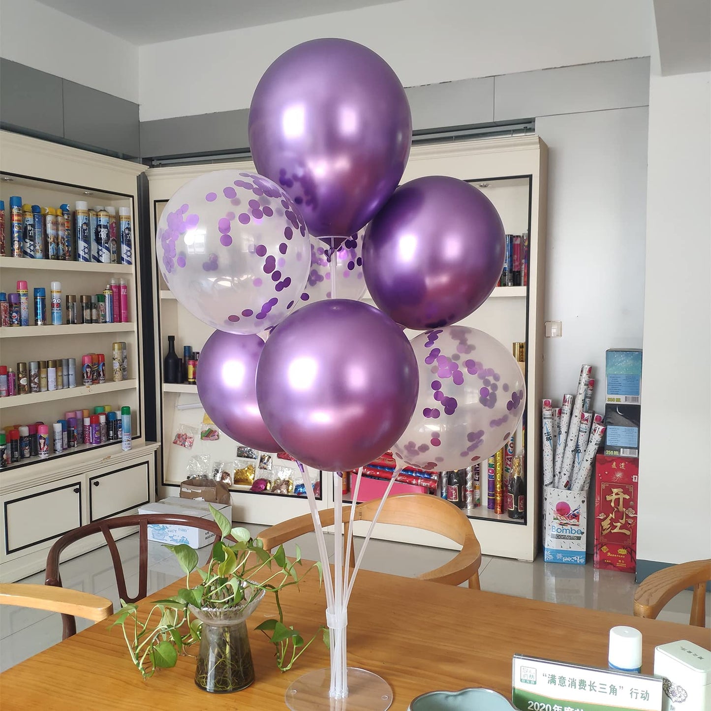 ZJDHPTY Purple Balloon Stand Kit - 4 Set Table Centerpiece for Birthday, Wedding, Baby Shower, Graduation, Halloween Party Decorations