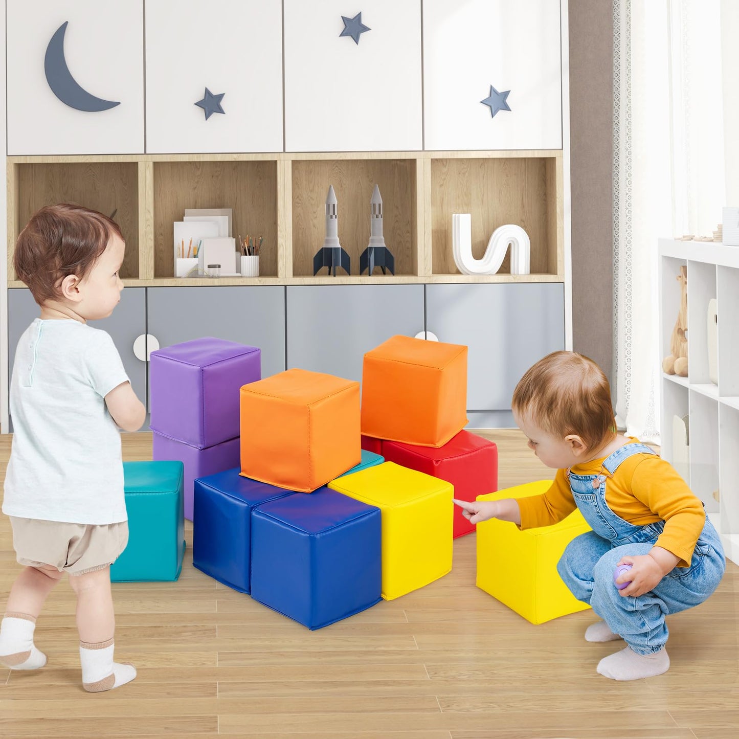Costzon Soft Blocks, Toddler Foam Block Playset for Safe Active Play and Building, Indoor Climbers Stacking Play Set Learning To