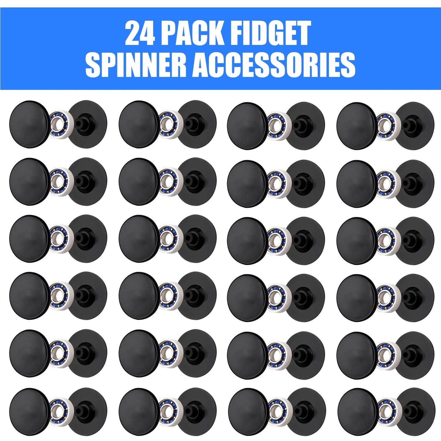 Niart Fidget Spinner Toy Diy Bearing With Caps Set 24-Pack, Mr137 0.5'' Single-Sealed Chrome Steel Bearing Balls Replacement Hig