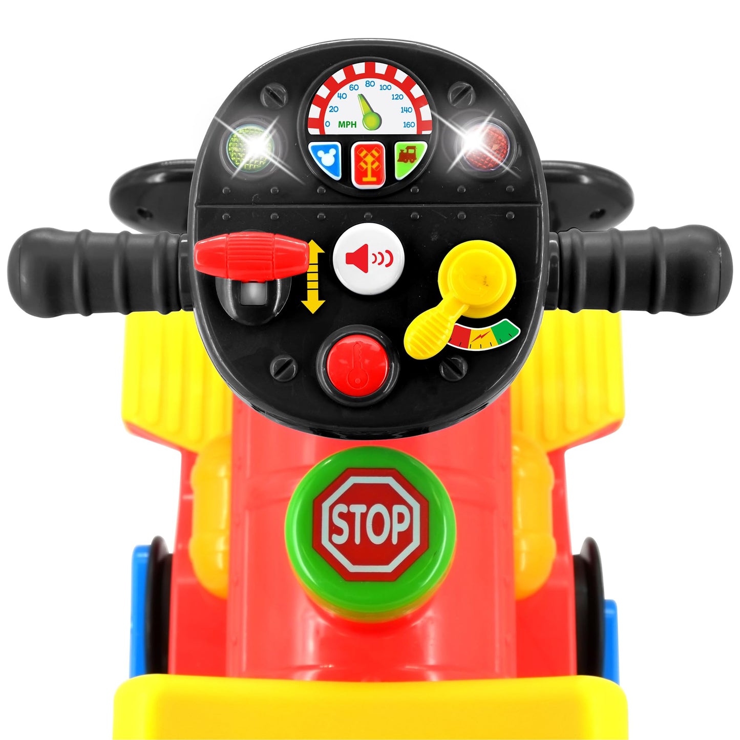 Kiddieland Toys Limited Battery-Powered Mickey Choo, 12 Months To 36 Months With Caboose & Tracks Ride On, Reflecting Colors May Vary ,9.5 X 14.25 X 31.5 Inches