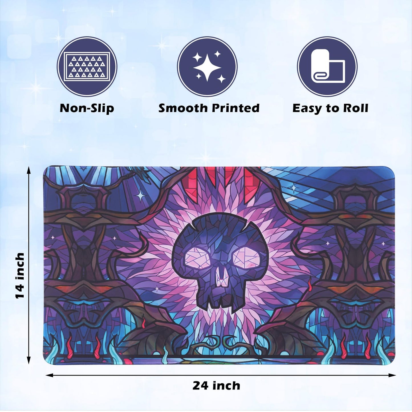 Mtgpro Playmat For Mtg 24X14 Inches,Playmat For Magic The Gathering With Non-Slip Rubber Base And Stitched Edges, Includes Stora