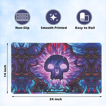 Mtgpro Playmat For Mtg 24X14 Inches,Playmat For Magic The Gathering With Non-Slip Rubber Base And Stitched Edges, Includes Stora