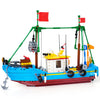 Wvinvw Fishing Boat Building Blocks Sets, Pirate Ship Sea Fishing Building Block Toy Set Collection Show, Creative Gifts Toys Fo