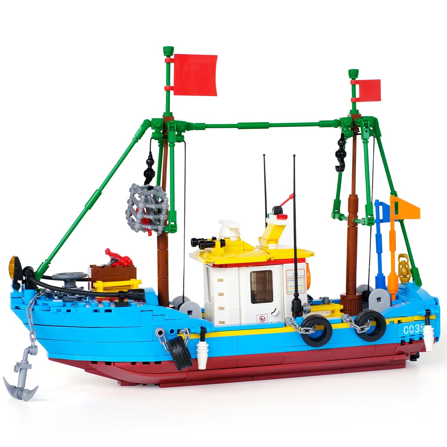 Wvinvw Fishing Boat Building Blocks Sets, Pirate Ship Sea Fishing Building Block Toy Set Collection Show, Creative Gifts Toys Fo