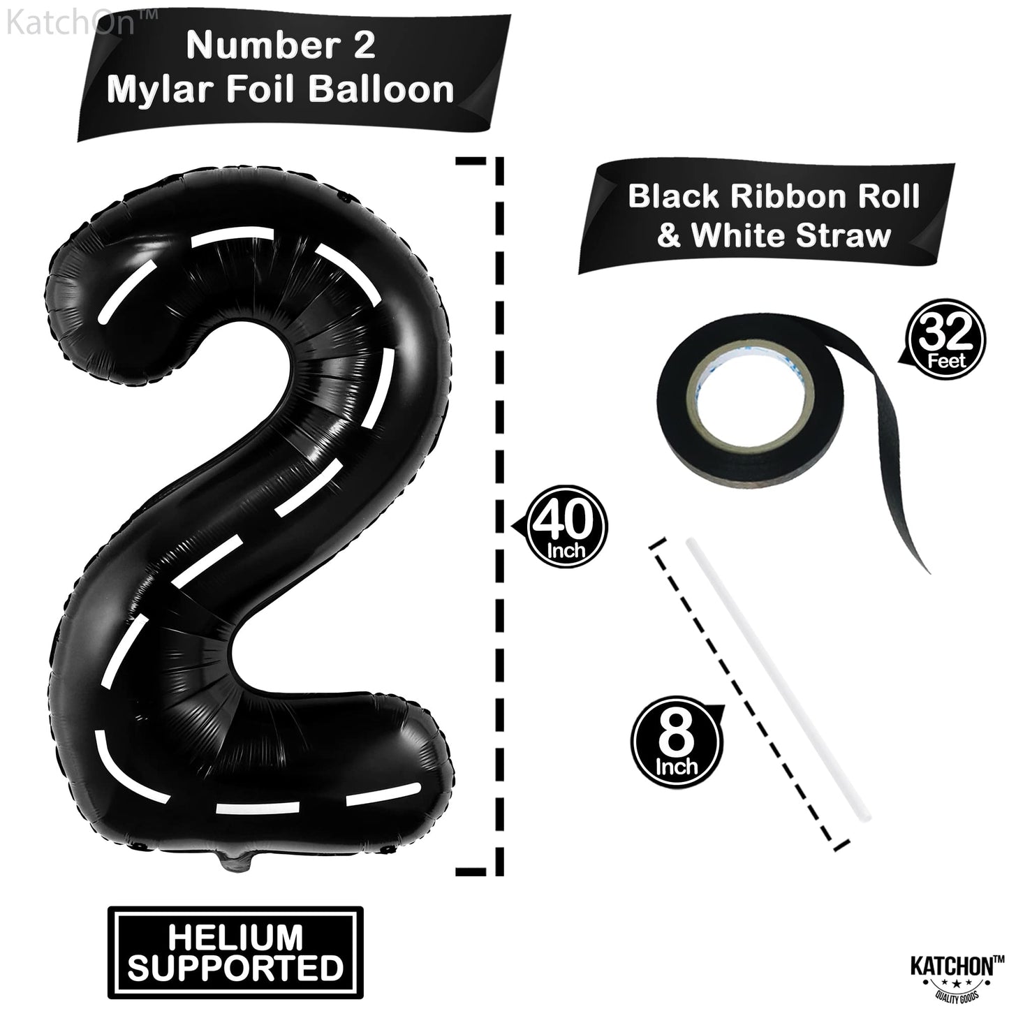 Katchon, Giant Two Fast Balloons - 40 Inch | Number 2 Balloon, Two Fast Birthday Decorations | Two Fast Party Decorations, 2 Fast Birthday Decorations | Two Fast Two Curious Birthday Decorations Boy