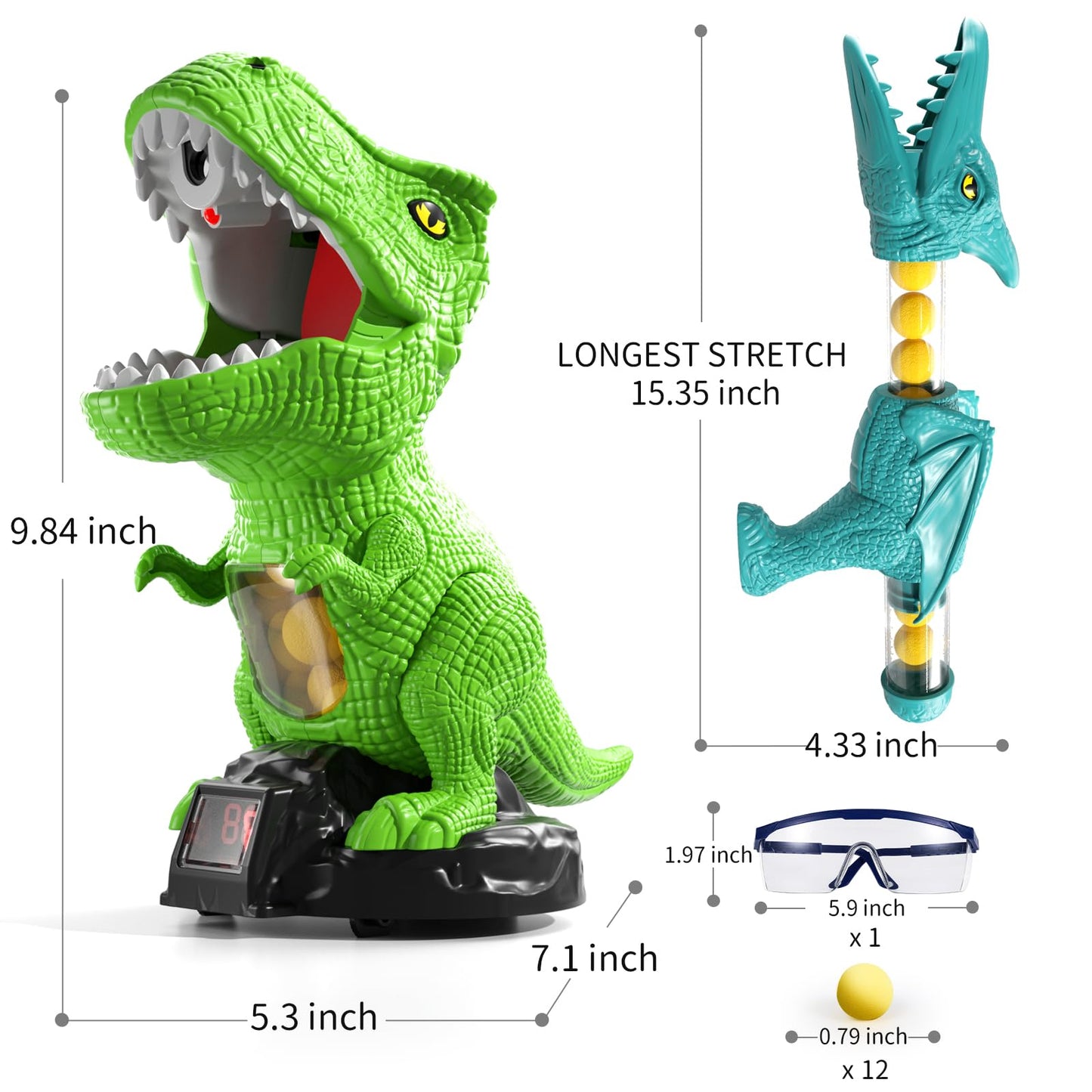 Jukudahu Dinosaur Shooting Boy Toys For Kids Age 3 4 5 6 7 8 - Moveable Shooting Game With Scoreboard, Light And Sound, 12 Foam