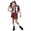 Spooktacular Creations Zombie Schoolgirl Costume Halloween Girl Bloody Zombie Costume for Kids Halloween School Event Party Dress Up (Gray Small(5-7 yrs))