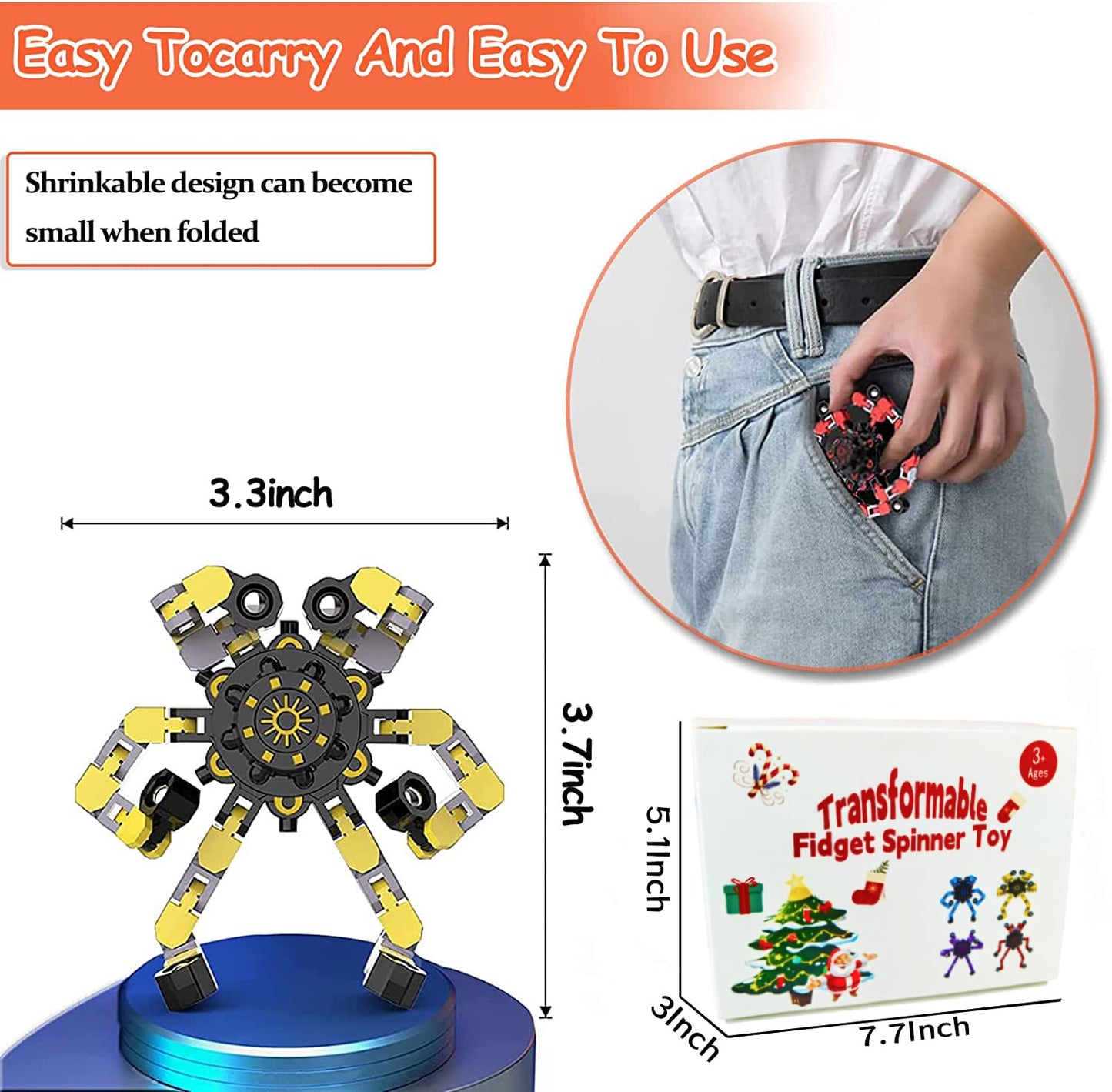 18Pcs Random Fidget Spinners,Diy Deformable Robot Fingertip Toys,Decompression Spinner,Deformable Creative Mechanical Gyro Toys,