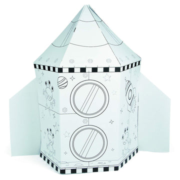 Fun Express Rocket Cardboard House for Kids - 5-Foot Tall Rocket Cardboard Playhouse for Kids, Hours of Creative Fun, Fuel Your