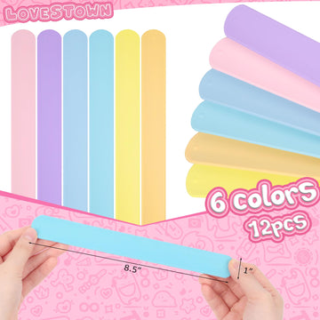 LovesTown 12PCS Silicone Slap Bracelets, Colorful Snap Bracelets Slap Bracelets Bulk for DIY Kids Gifts Classroom Prizes Party F