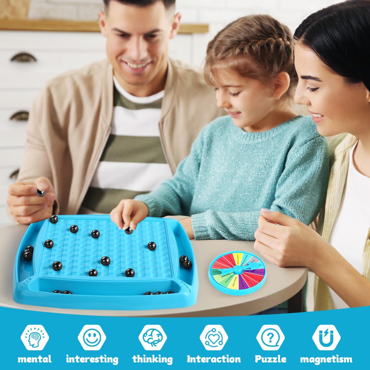 Beentiber Magnetic Chess Game Set with Punishment Wheel, Strategy Game for Kids and Adults, Model 10189, Board Color