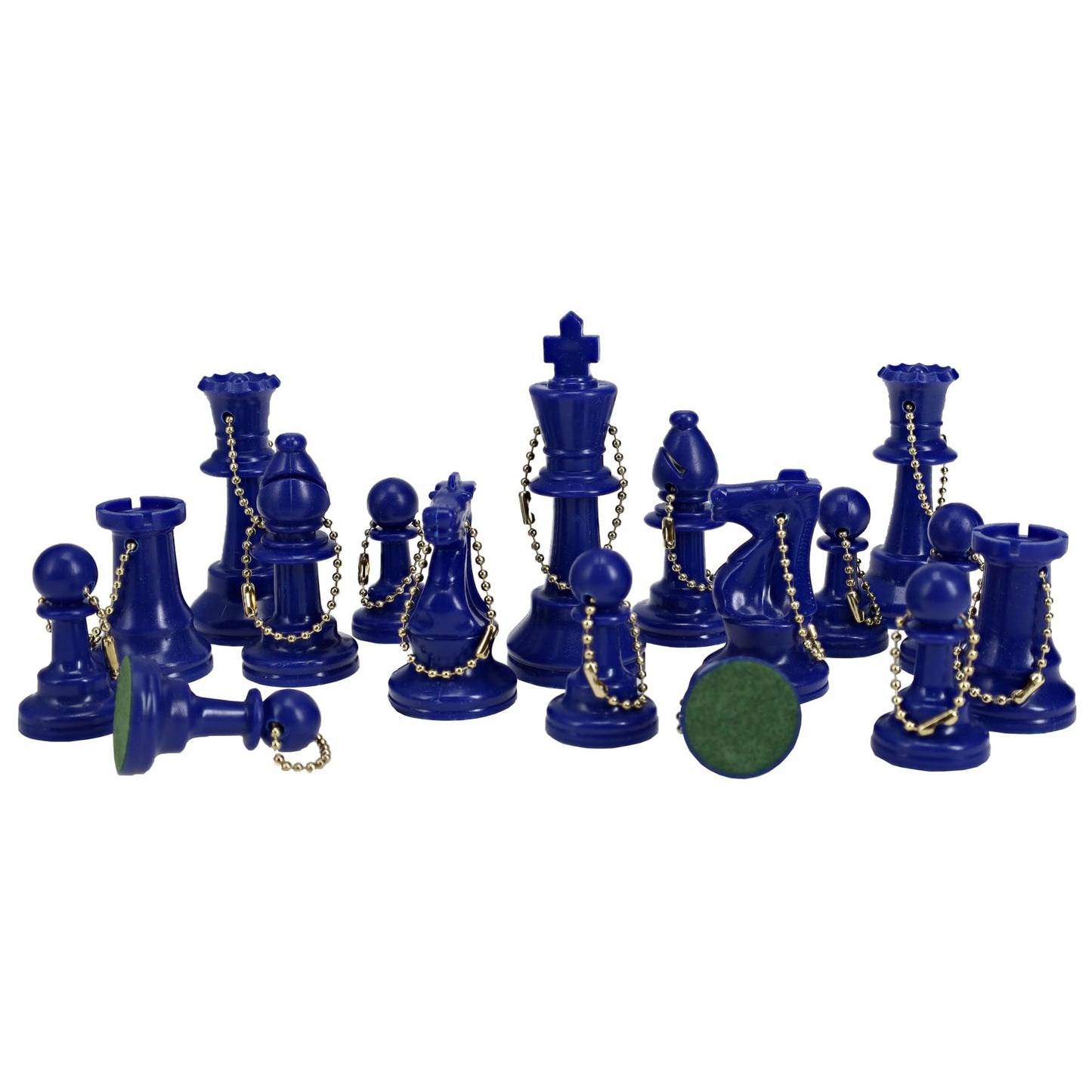 We Games Bulk Keychain Chess Set, 17 Blue Plastic Chess Pieces W/Chain, Key Ring, Cute Keychain Accessories, Keychain For Men, Car Keys Keychain
