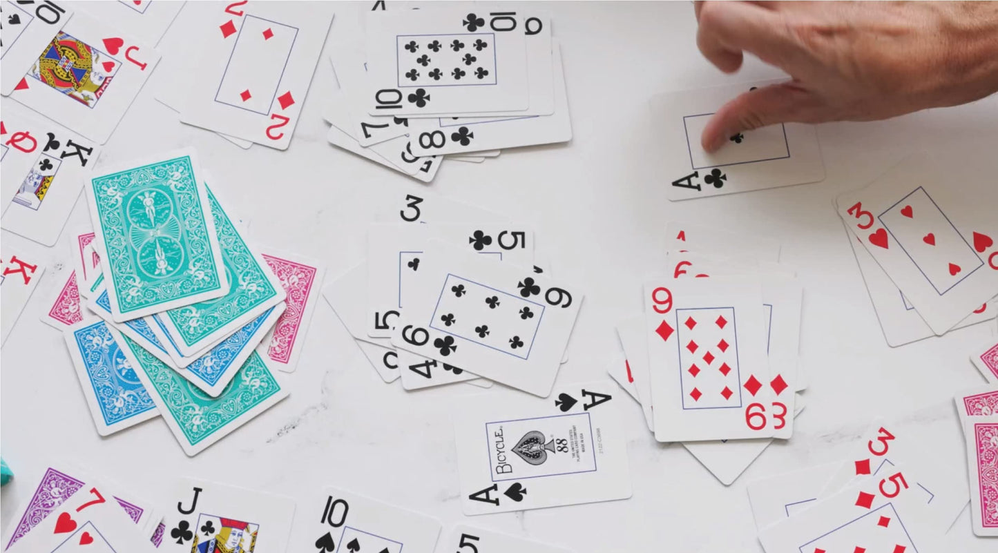 Bicycle Nertz Playing Card Game - 8 Decks, Jumbo Index, Fast & Fun Multiplayer Solitaire, Brightly Colored, Model 10031922