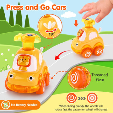 Palmatte Press and Go Cars Toys for 1 Year Old Boys & Girls - Perfect Birthday Gift for Toddlers 1-3, Baby Toy for 12-18 Months