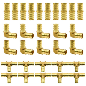 12 Brass Pex Fittings, 15304590 Pcs Pex Fittings, 5101530 Each Elbow Tee Straight Couplings, Crimp Cinch, Pex Brass Crimp Fittin